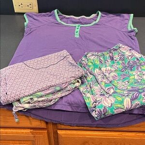 Purple and Floral Pajama Set